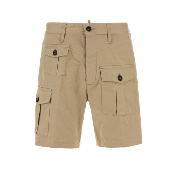 Dsquared Men Cappuccino Stretch Cotton Sexy Cargo Bermuda Shorts